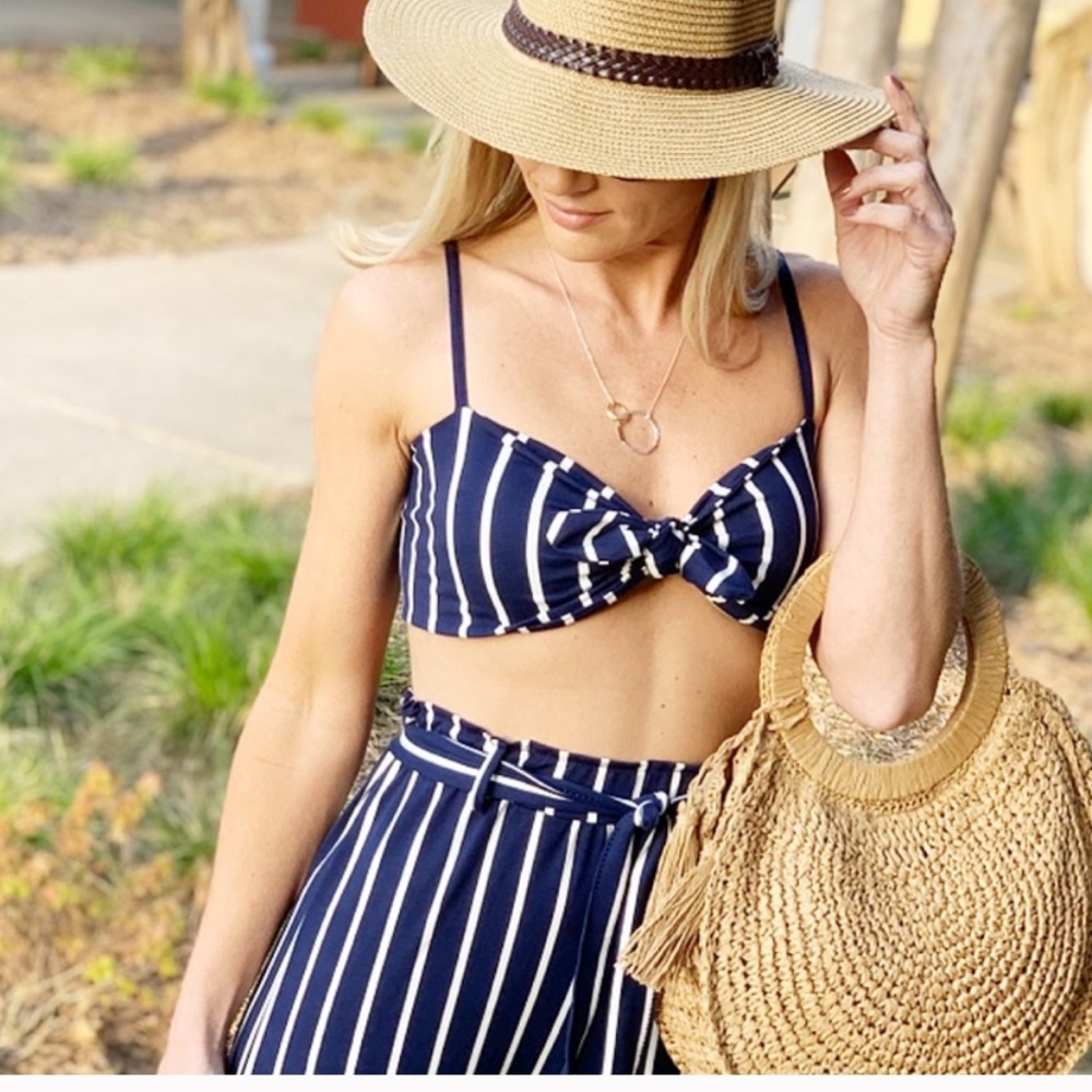 Two piece navy striped set